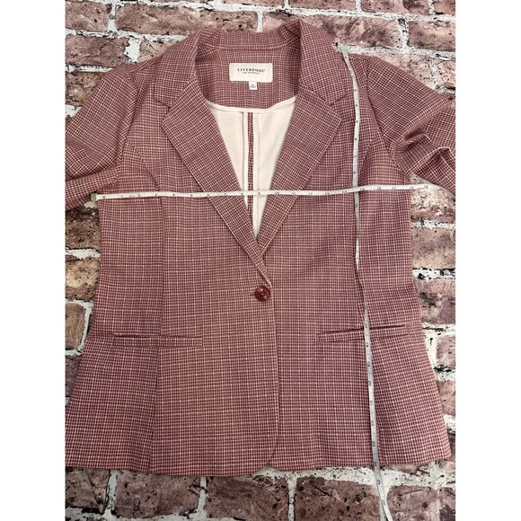 Liverpool Los Angeles Red White Gingham Blazer Womens Size M Single Button - Picture 11 of 15